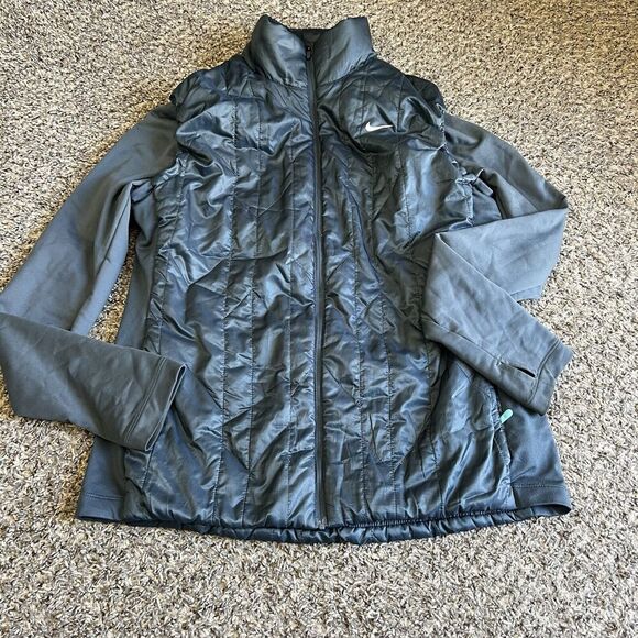 Nike Running Women’s Full Zip Jacket Bluish Gray Size Large Puffer Zip Pockets - Picture 9 of 9